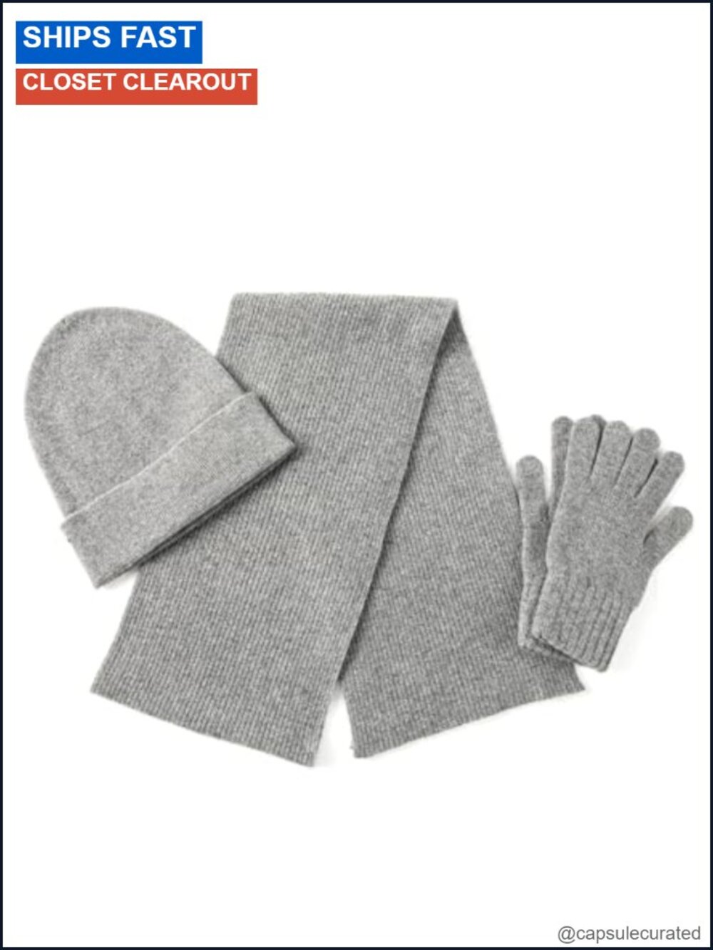 Women's Cashmere Wool Scarf Hat Gloves Winter Set Gift Box